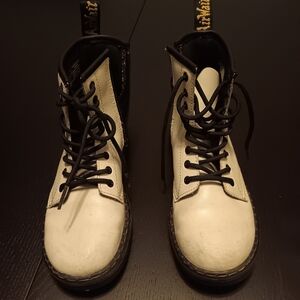 Dr. Martens Black and White Boots with Chunky Sole